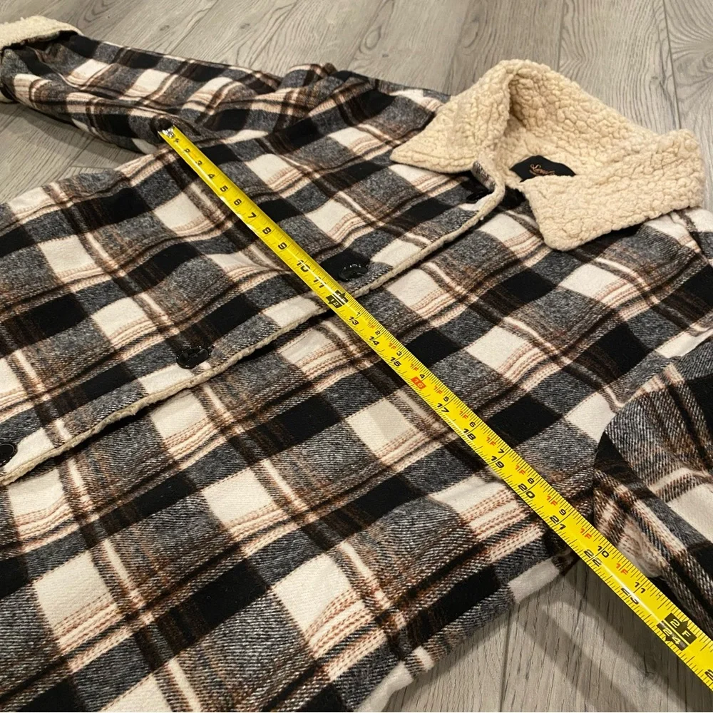 Sweet Rain Long Fleece Lined Jacket Shacket Coat Women’s M Plaid Button Pockets - Picture 11 of 13